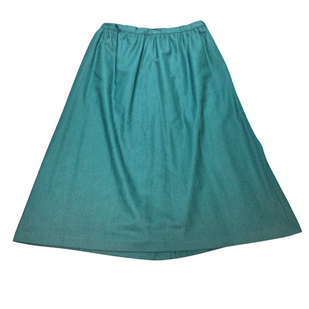 Vintage Personal Wool Midi A-Line Skirt Women's Size 18 Forest Green Made in USA